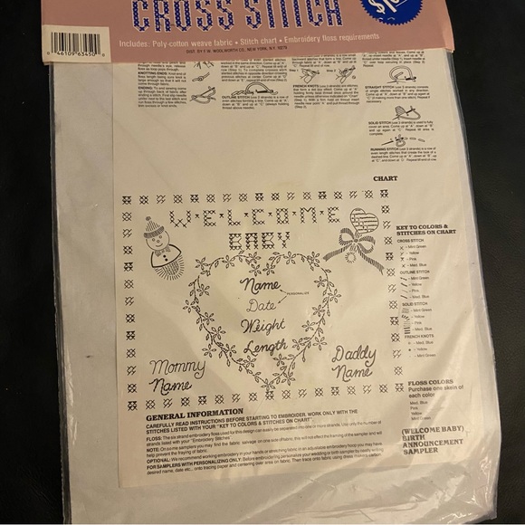 Vintage Woolworth Stamped Sampler Cross Stitch
Welcome Baby with Heart - Picture 3 of 3
